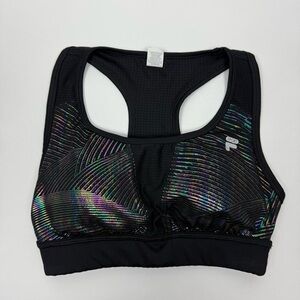 FILA Women's Black and Iridescent Sports Bra Size XS